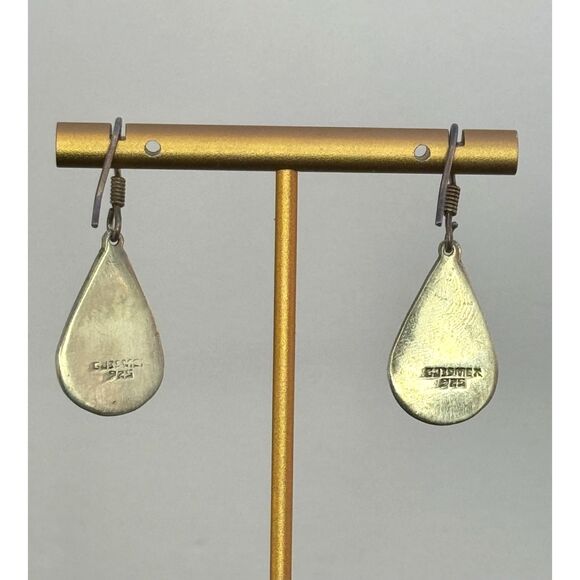 Vintage Mexican Sterling Silver Turquoise Teardrop Earrings - Picture 4 of 5